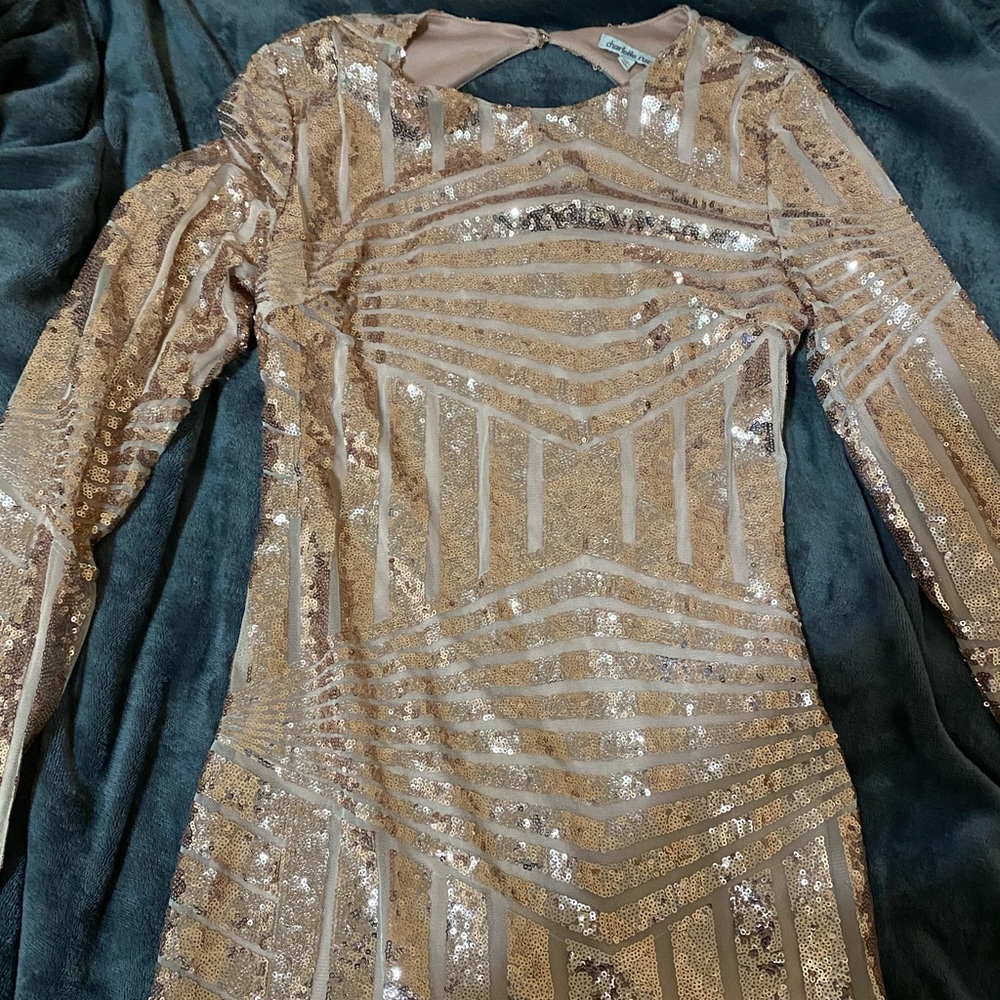 Sequined mesh dress